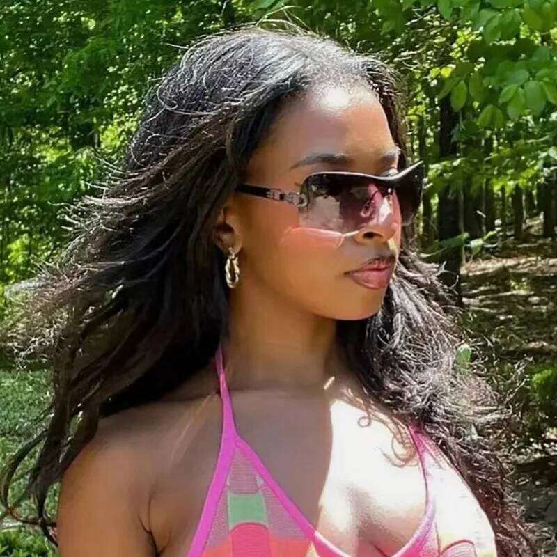New Y2K Borderless Sunglasses Women's One Body Type Fashion Oval Sun Glasses Summer Trend Lady Eyewear UV400 Oculos De Sol Z260306