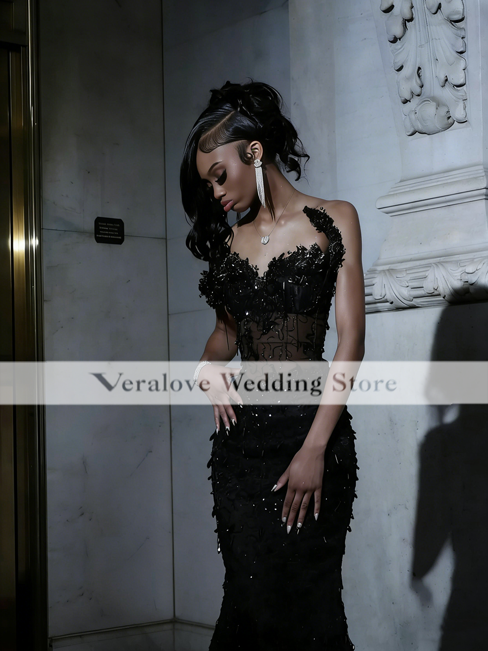 Aso Ebi Black Prom Dresses 2026 Luxury Bead Rhinestones African Formal Party Gala Birthday Evening Gown Customized