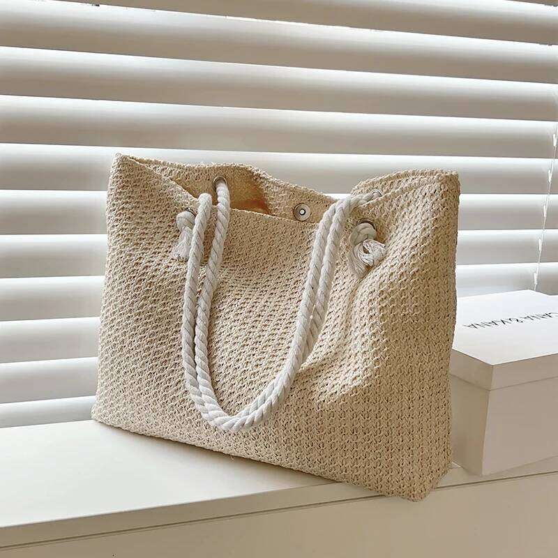 Summer Vacation Handmade Woven Women's Shoulder Bags Fashion Straw Underarm Bag Large Capacity Ladies Handbags XJ260306