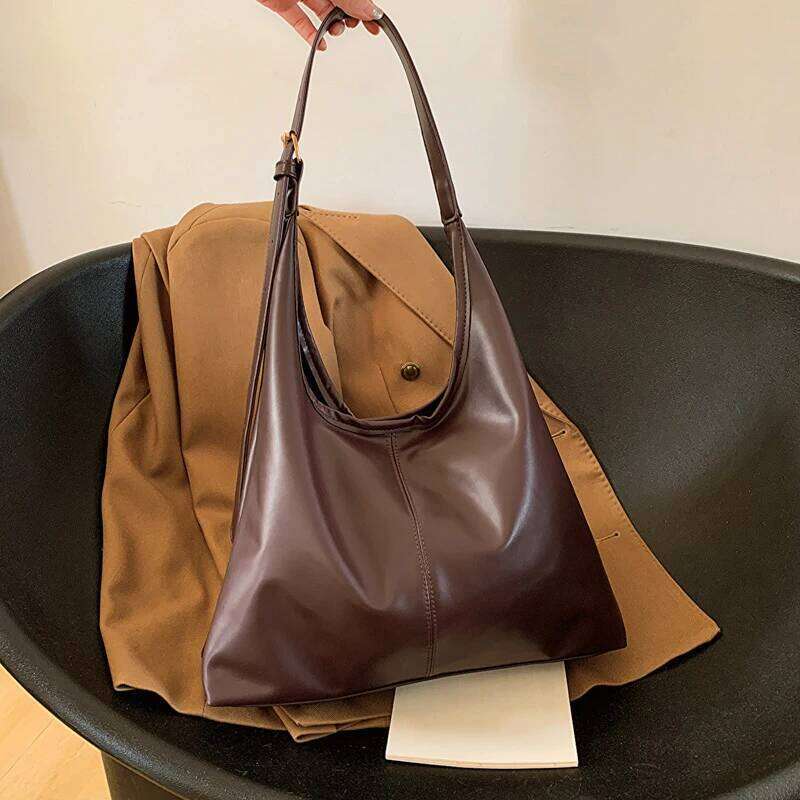 Fashion Korean Version Large Capacity Single Cross-body Women's Handbag Simple Casual Commuting PU Leather Shoulder Tote Bag XJ260306