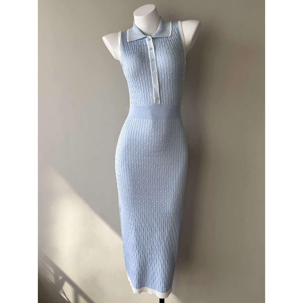 2026 Spring/Summer Designer's New Fashionable Collar Knitted Slimming Elegant Sleeveless Dress