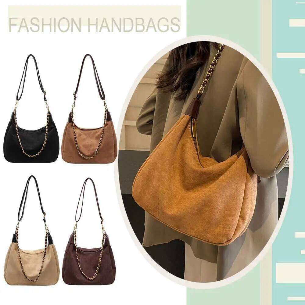 Women Suede Shoulder Adjustable Strap Crossbody with Inner Pocket Underarm Work Travel Bag XJ260306