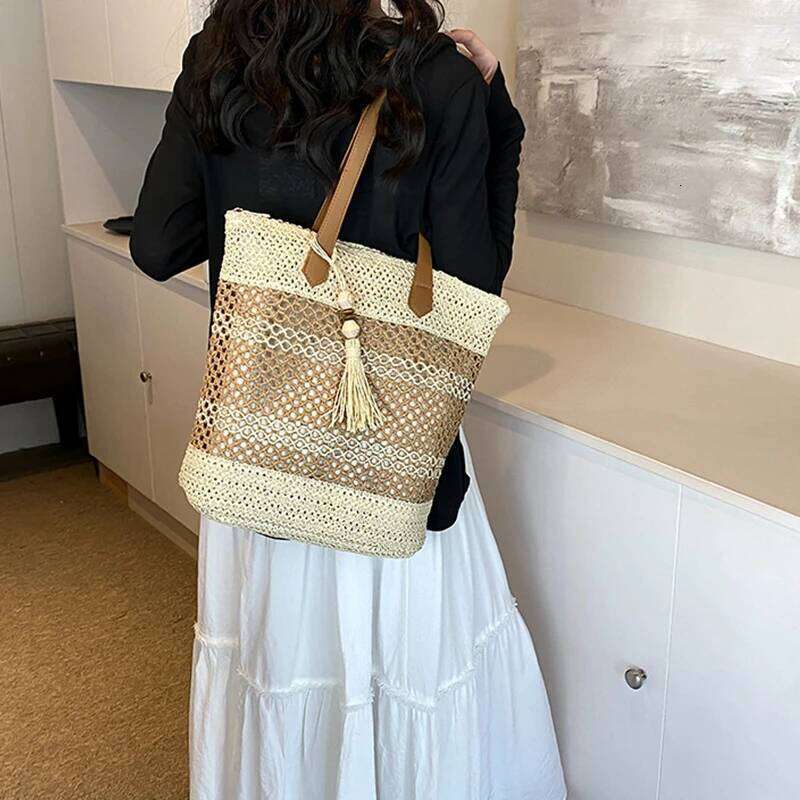 Summer Straw Bags for Women High Quality Rattan Shoulder Bag Travel Handmade Woven Beach Handbags Female Large Capacity Totes XJ260306