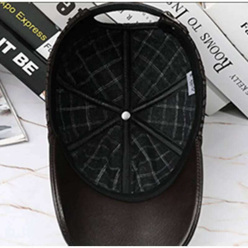 New Autumn Men And Women Sheepskin Baseball Caps Party Hats Natural Genuine Hat Fashion Personality Brands Leather Cap Y260304