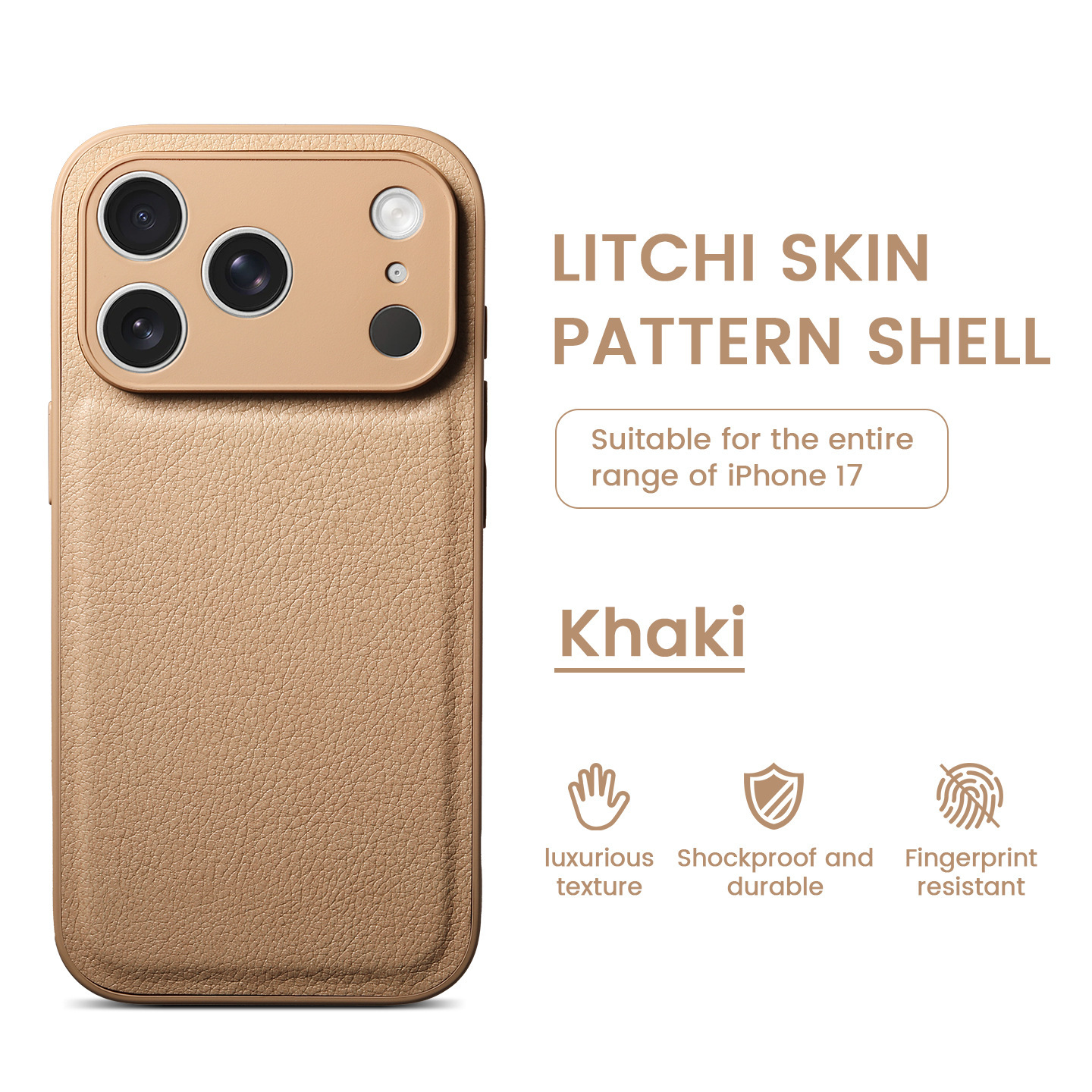 Apple 17pm Phone Lychee Compatible Leather Texture Two-in-One iPhone 14 Pro Skin Protective Case 15/16