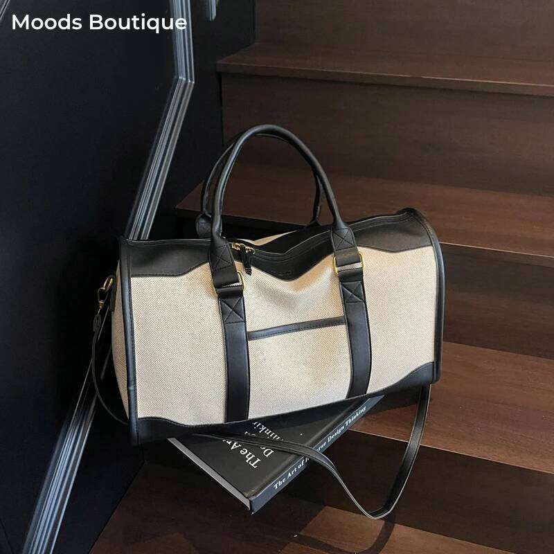 Oversized Travelling Handbags For Women Cotton Fabric Large Capacity Airplane Luggage Bag Simple Fashion Shoulder Crossbody Bags XJ260306