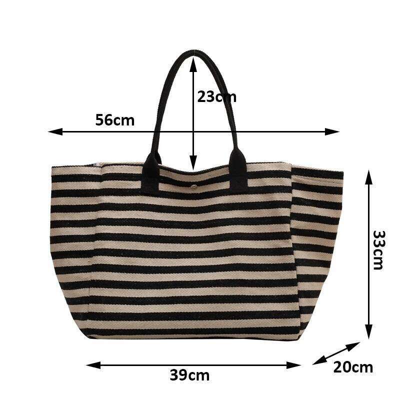 Trendy Simple Stripe Design Tote For Girls Women Canvas Shoulder Bag Ladies Shopping Bags High Quality Handbags XJ260306