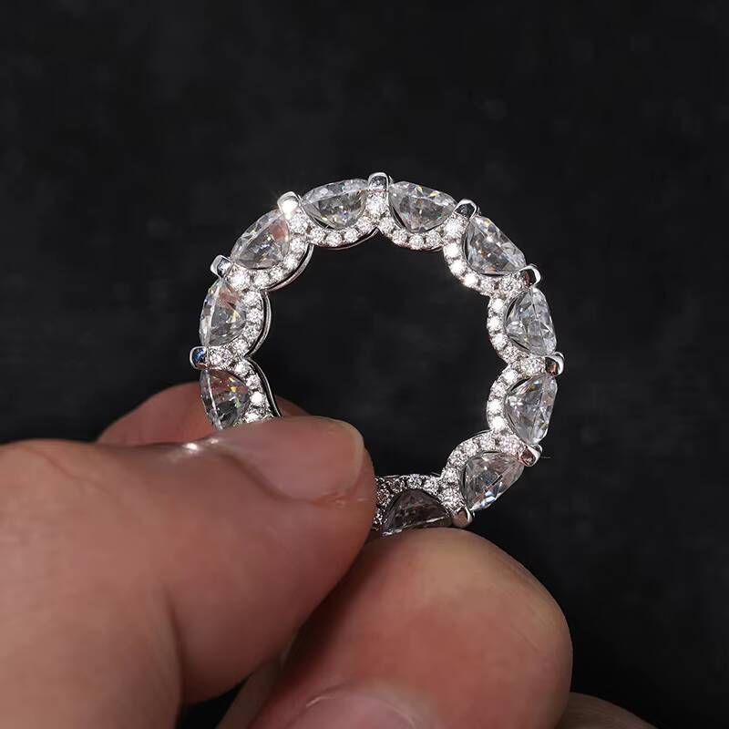 Luxury Engagement Fine Jewelry 925 Sterling Silver 1 Row 3mm-8mm VVS Moissanite Diamond Wedding Band Ring for Men Women Girls