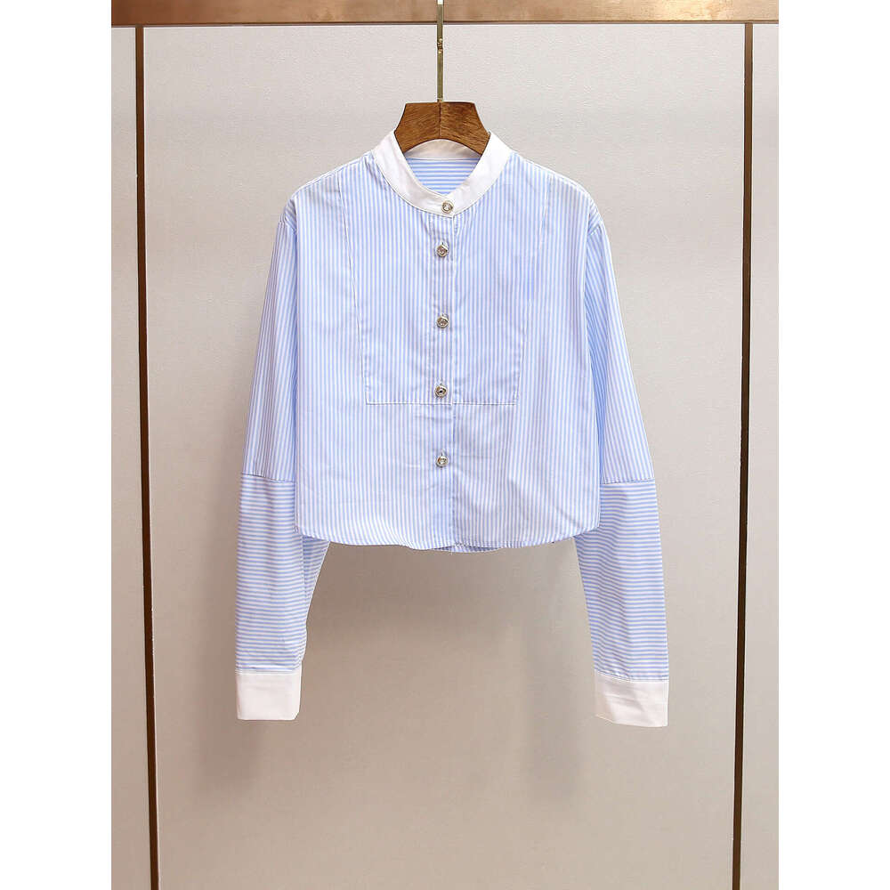 2026 designer high-end women's clothing autumn new item Korean style age reducing color block round neck long sleeved cardigan striped top