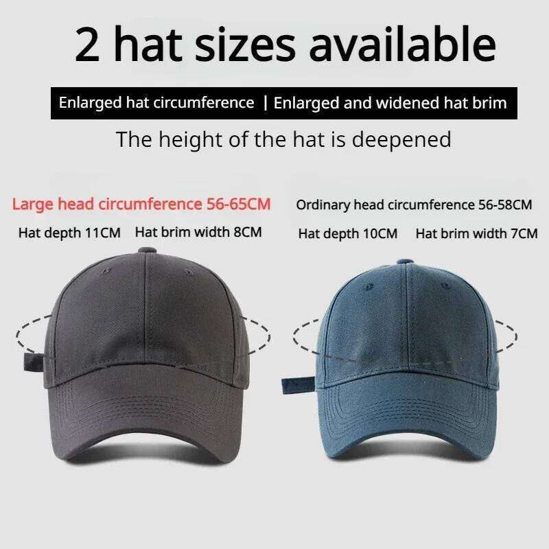 Solid Color Baseball Hats Big Head Man Soft Cotton Plus Sport Snapback Cap Lady Large Size Sun Caps bonnet 55-59CM 60-65CM Y260304