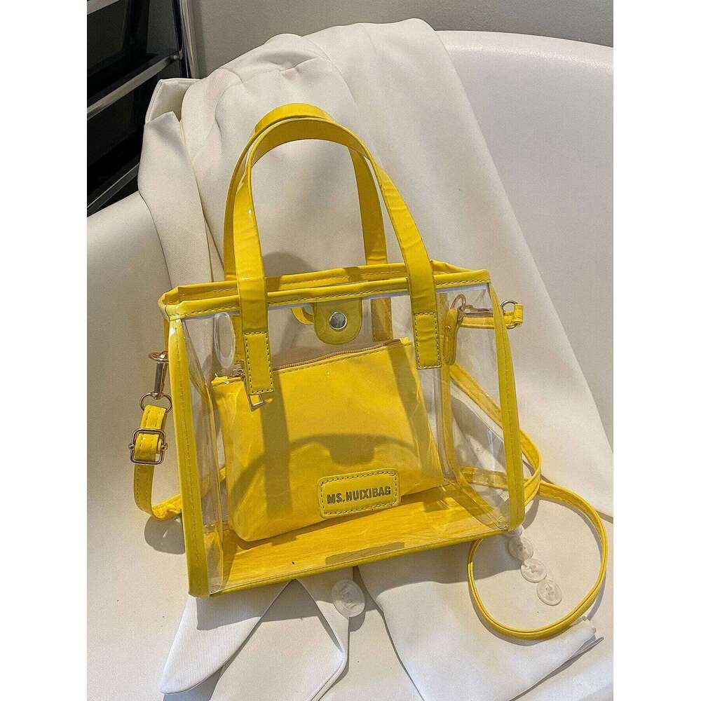 Trendy Stylish Mother-Law Tote For Beach, Waterproof Sandproof Transparent Women's Shoulder Bag XJ260306