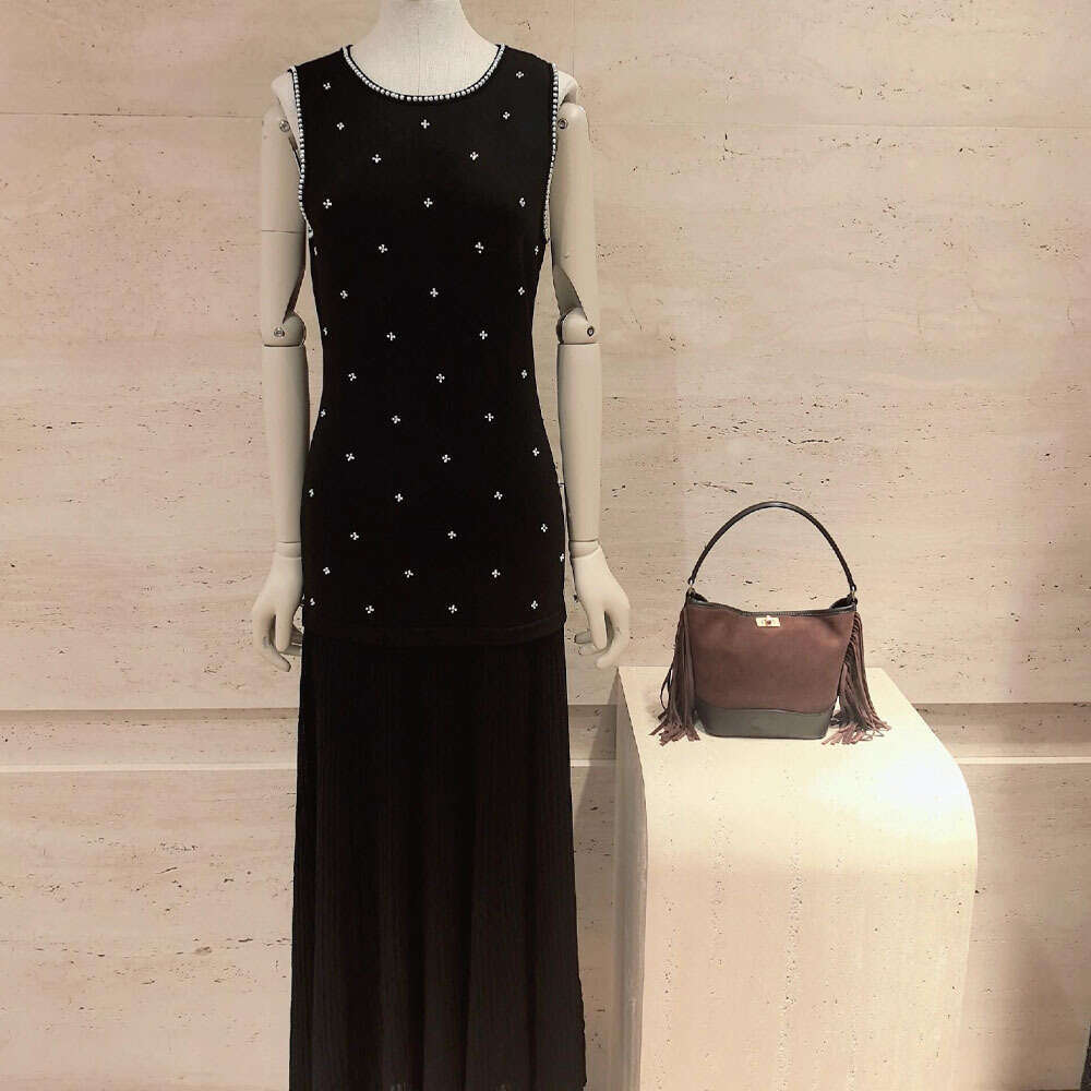 2026 Spring and Summer New Designer's A12 High end Solid Color Elegant and Niche Style Round Neck Sleeveless Long Dress