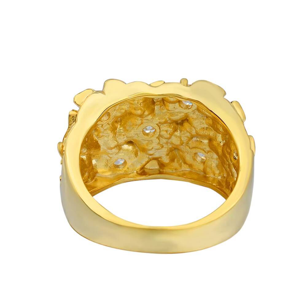 High Quality Vintage VVS Moissonite Factory Directly Hip Hop Jewelry Square Nugget Classic Silver Plated Rings for Gift