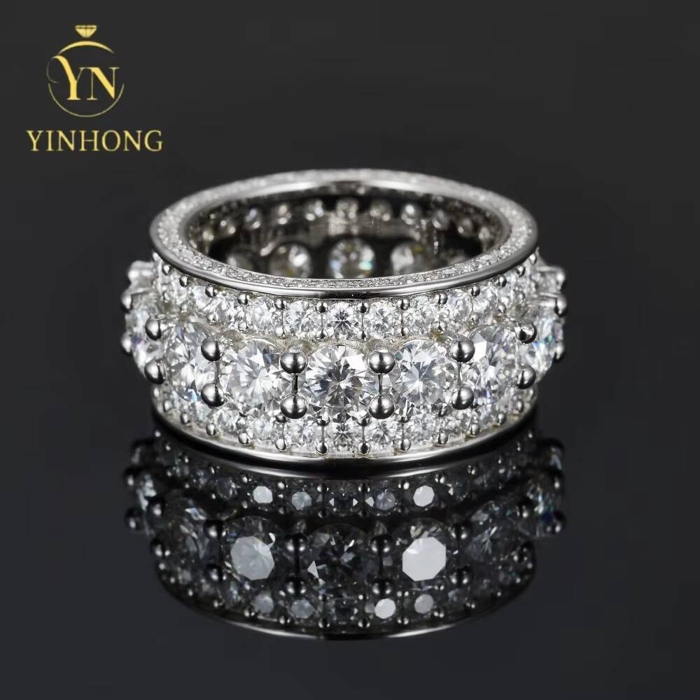Wholesale Custom Jewelry Luxury Hip Hop Jewelry Real 925 Sterling Silver Hip Hop Moissanite Ring