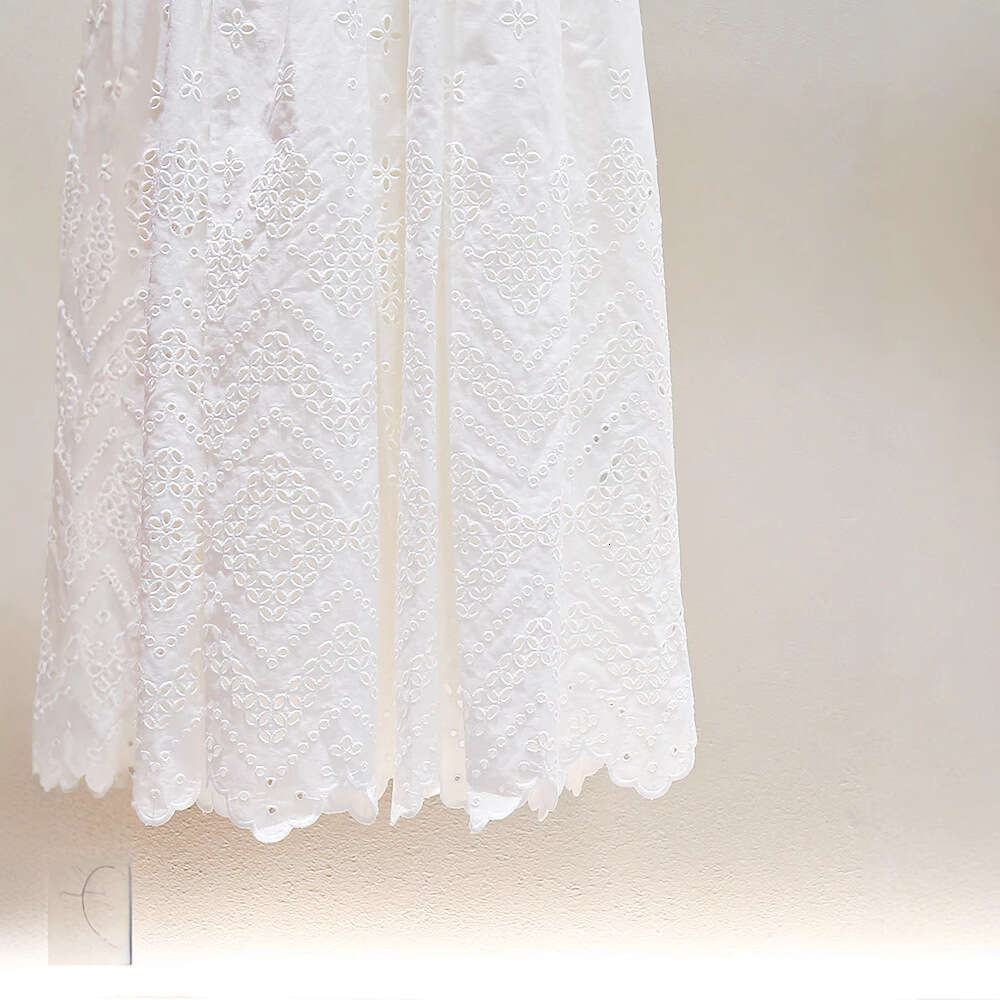 2026 spring and summer color block soft workwear style lapel sleeveless pocket A-line hollowed out embroidered vest dress