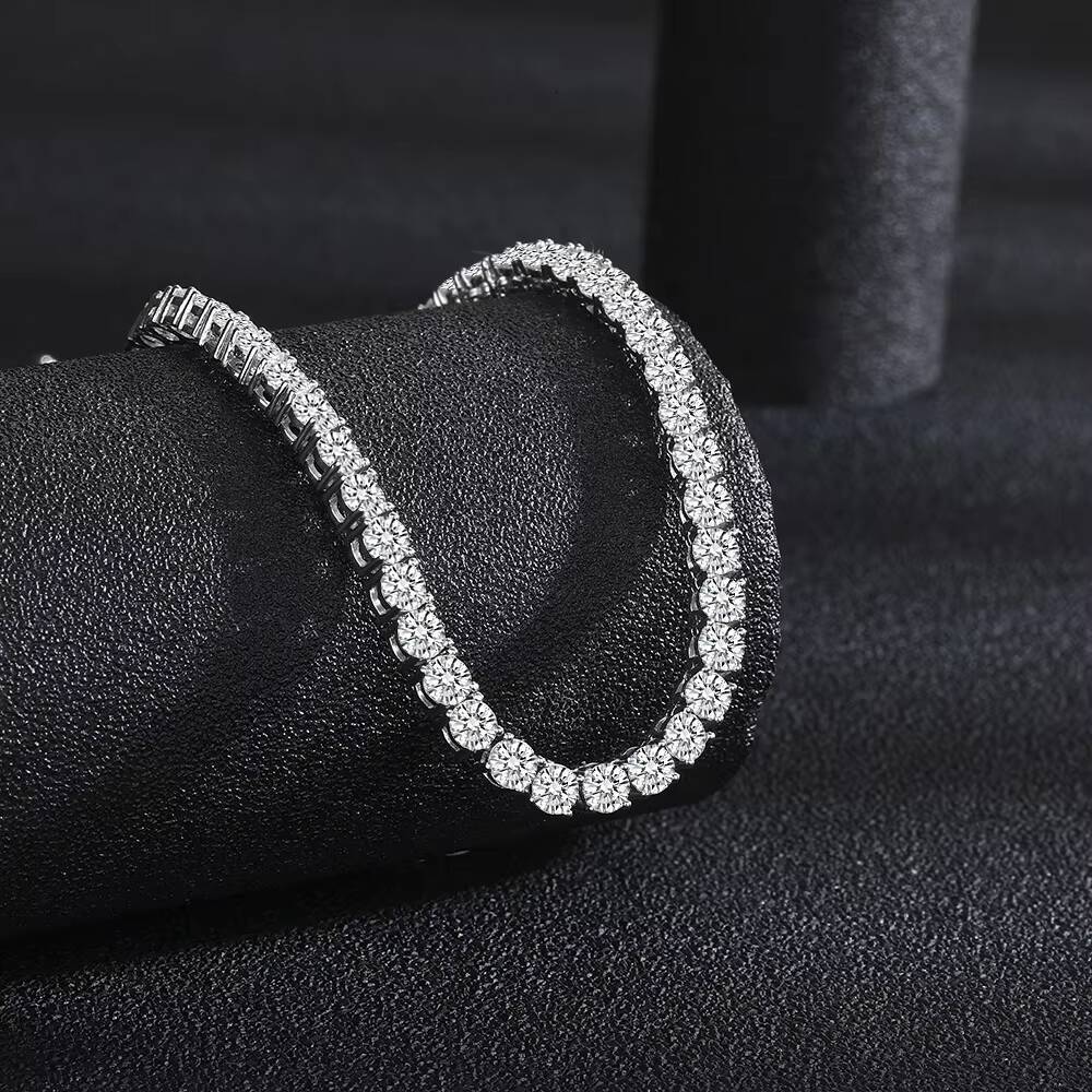 OUGEPHELI Moissanite Tennis Chain Necklace S925 925 Sterling Silver GRA VVS D Color 14K 18K Gold Plated Wholesale Custom