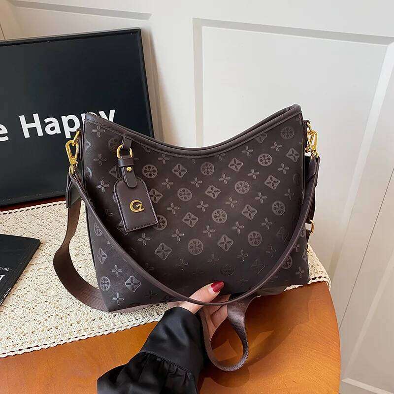 Classic print design large capacity for women, 2025 new style, autumn-winter business tote bag, high-end single shoulder bag XJ260306