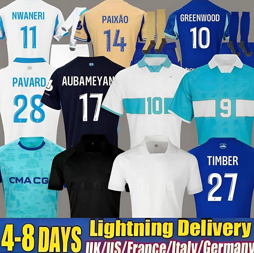 25 26 Maillot De Foot Marseilles Soccer Jerseys OUNAHI Harit 2025 2026 OM KIDS Kit Tops Football Shirt Hommes Enfants NDIAYE MOUMBAGNA Mbemba Veretout SARR