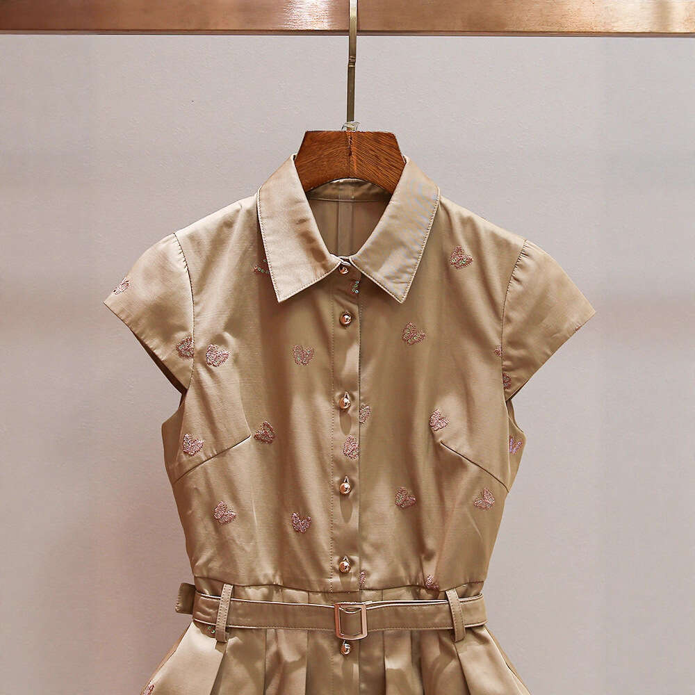 2026 High end Women's Autumn New Small Fragrant Bow Embroidered A-line Waist Dress