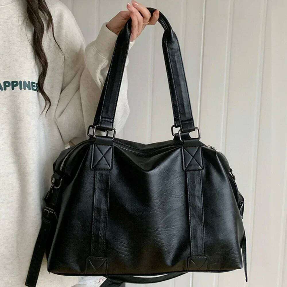 Capacity Black Shoulder Bags For Women Large Shopper Solid Color Soft Leather Crossbody Handbag Lady Travel Tote Bag XJ260306