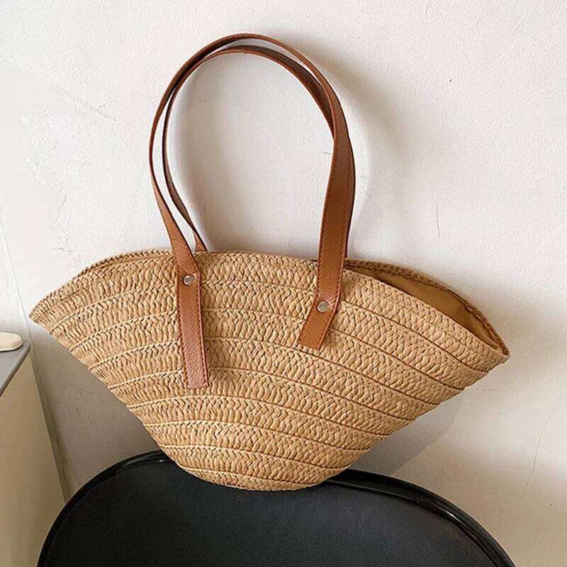 Summer Large Capacity New Style Small Women's Fashion Shoulder Bag Vegetable Basket Versatile Straw Woven XJ260306