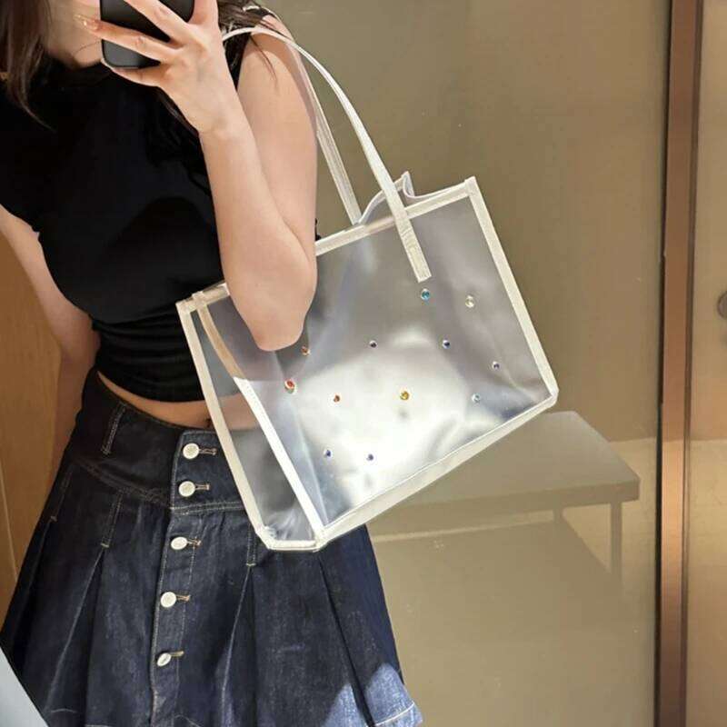 2pcs/set Fashionable Transparent Shoulder Bag Ladies Great for Beach Trips Daily Commutes and Shopping XJ260306