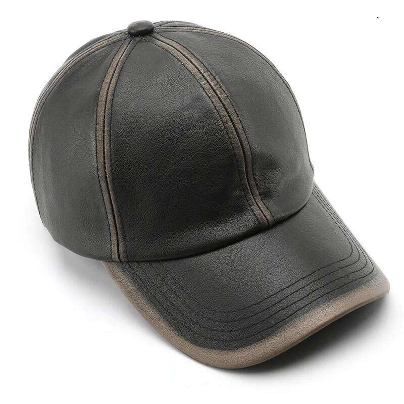 FS Black Brown Retro PU Leather Cap For Men Winter Women Hats Luxury Brand Baseball Caps Outdoor Sports Golf Hat Bone Masculino Y260304