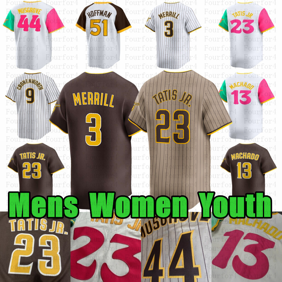 Jackson Merrill 23 Fernando Tatis Jr. Baseball Jersey Manny Machado Yu Darvish Jurickson Profar Kim Joe Musgrove Padres Mason Miller Xander Bogaerts Cronenworth