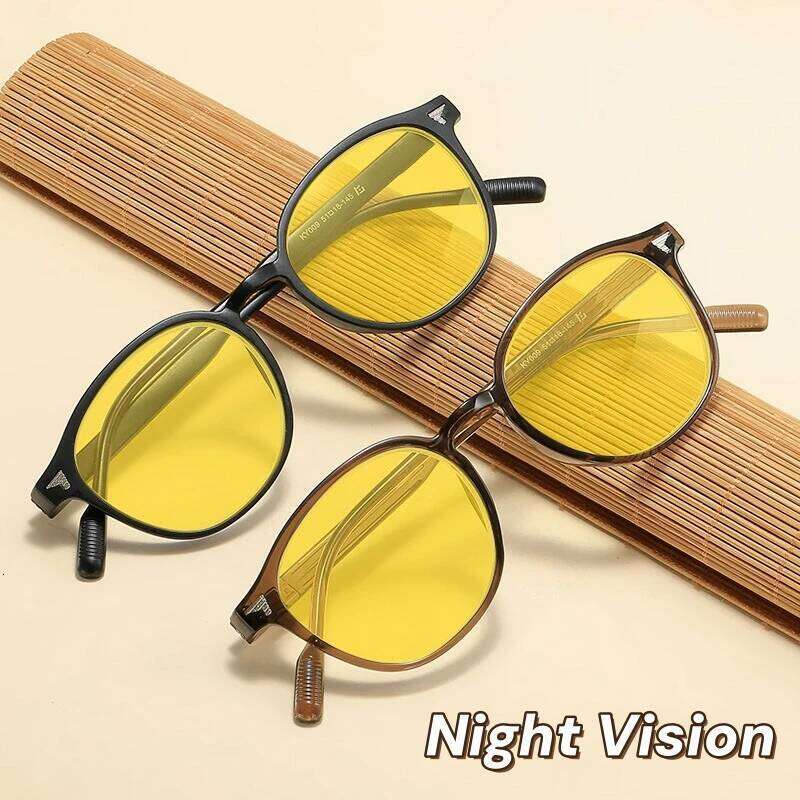 New Men Women Large Frame Yellow Protective Sunglasses Retro Ruond Night Vision Eyeglasses Computer Driving Eyewear Z260306