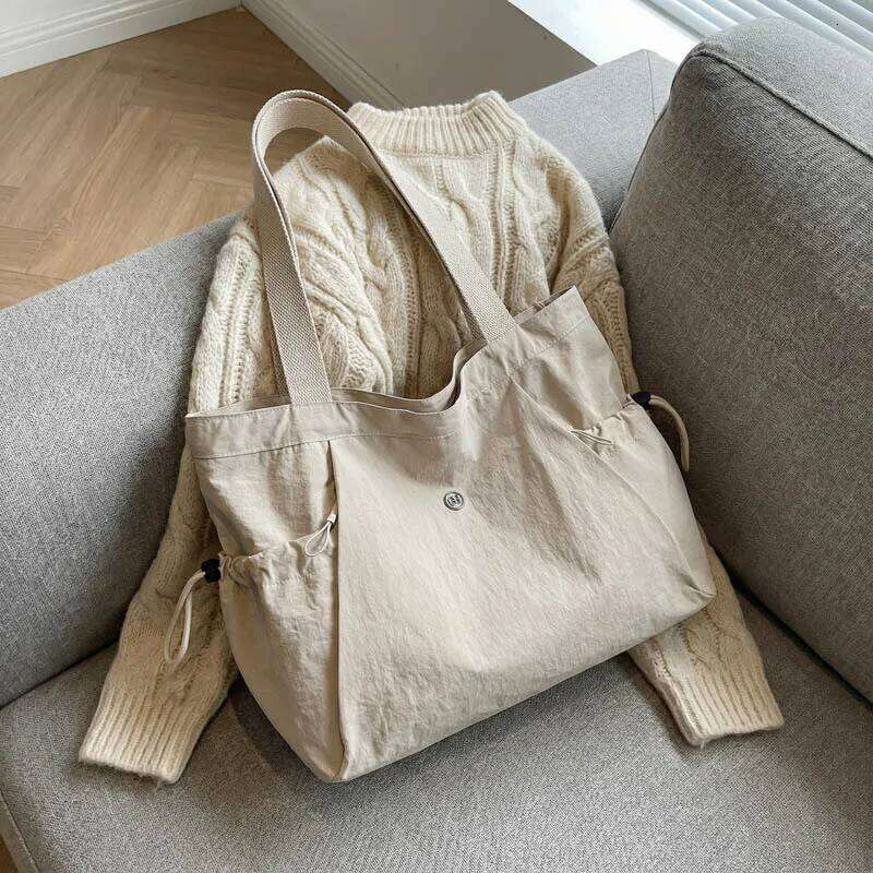 Women Stylish Oxford Tote Lightweight Foldable Multi Pocket Large Capacity Shoulder Bag for School Versatile Storage Bags XJ260306