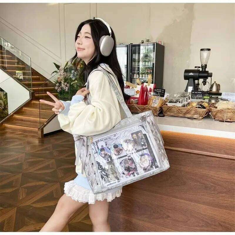 New Versatile Fashion Ribbon Itabag Capacity Green Large Food Anime Millet Daily One Shoulder Tote Bag XJ260306