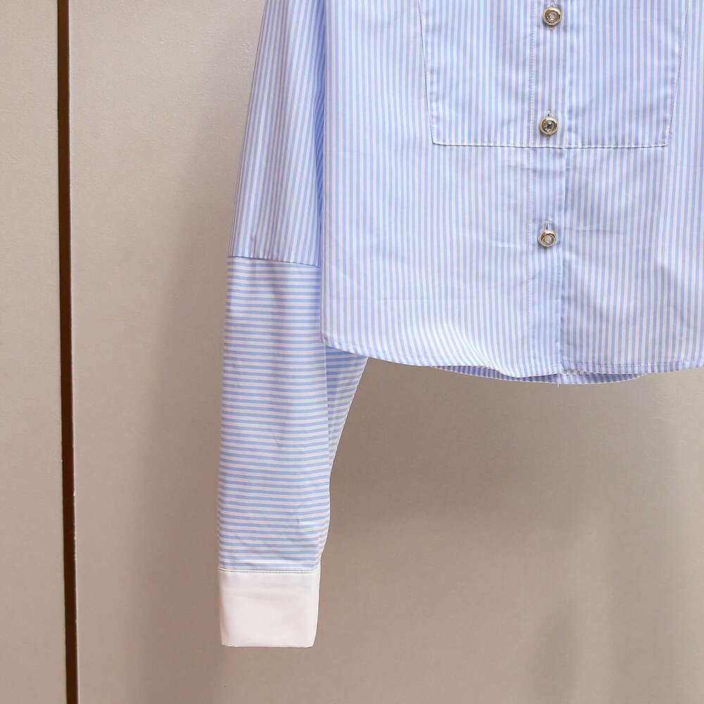 2026 designer high-end women's clothing autumn new item Korean style age reducing color block round neck long sleeved cardigan striped top