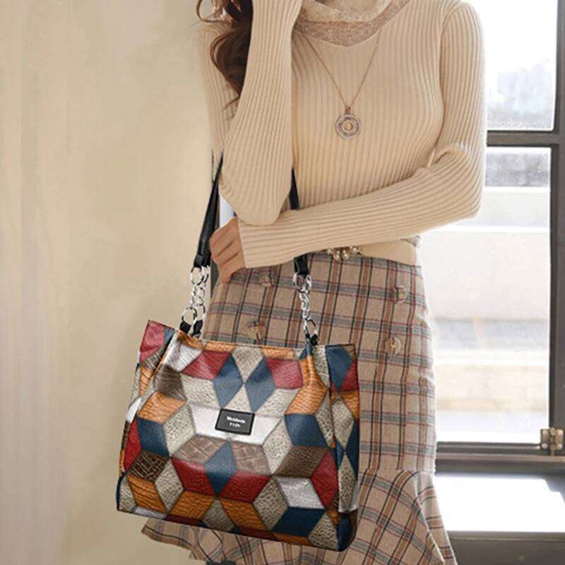 New Minimalist Splicing Women's Fashionable Shoulder Large Capacity Tote Bag, PU Soft Leather Texture, Casual Handbag XJ260306