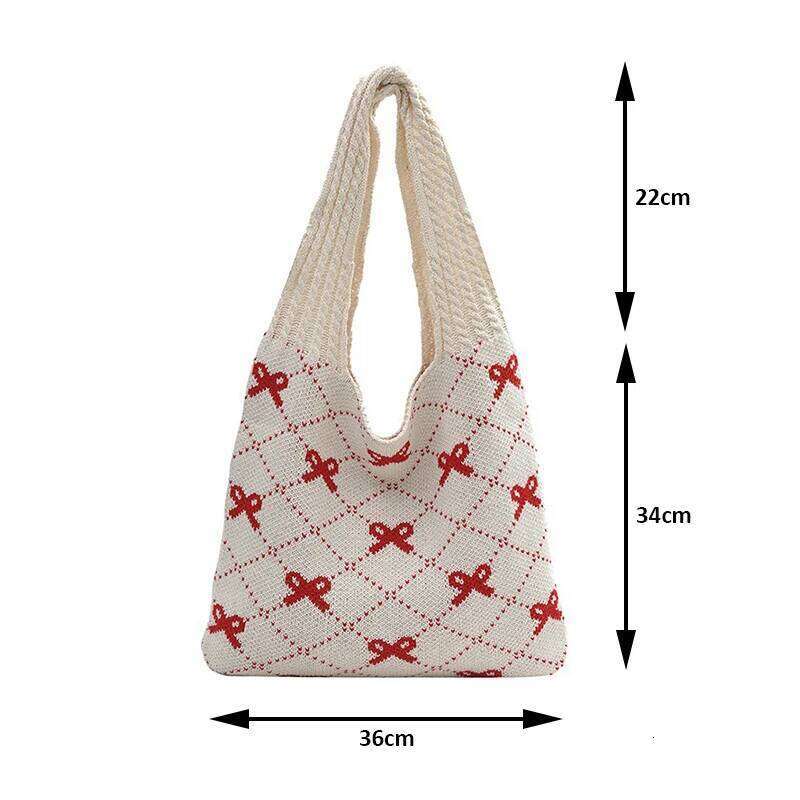 Designer Beach Shoulder Women Crochet Tote Large Capacity Bow Pattern Knitted Shopping Bag Traveling Handbag XJ260306