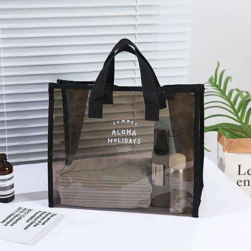 PVC Hand Carry Swim Portable Clothes Storage Bags Fashion Transparent Waterproof Beach Travel Tote Bag XJ260306