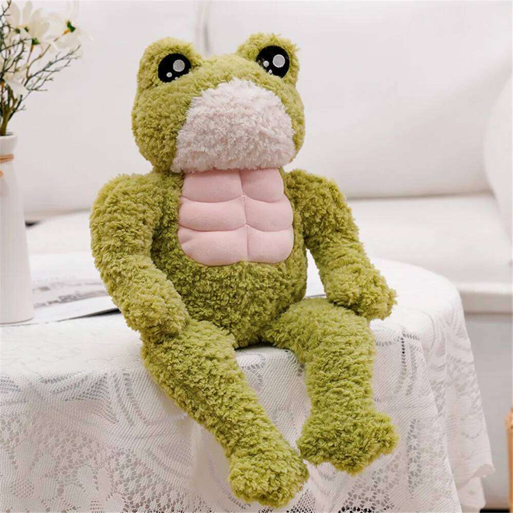 1pcs35cm cute muscular frog plush toy funny boyfriend to sleep pillow doll birthday gift R260908 - view 5
