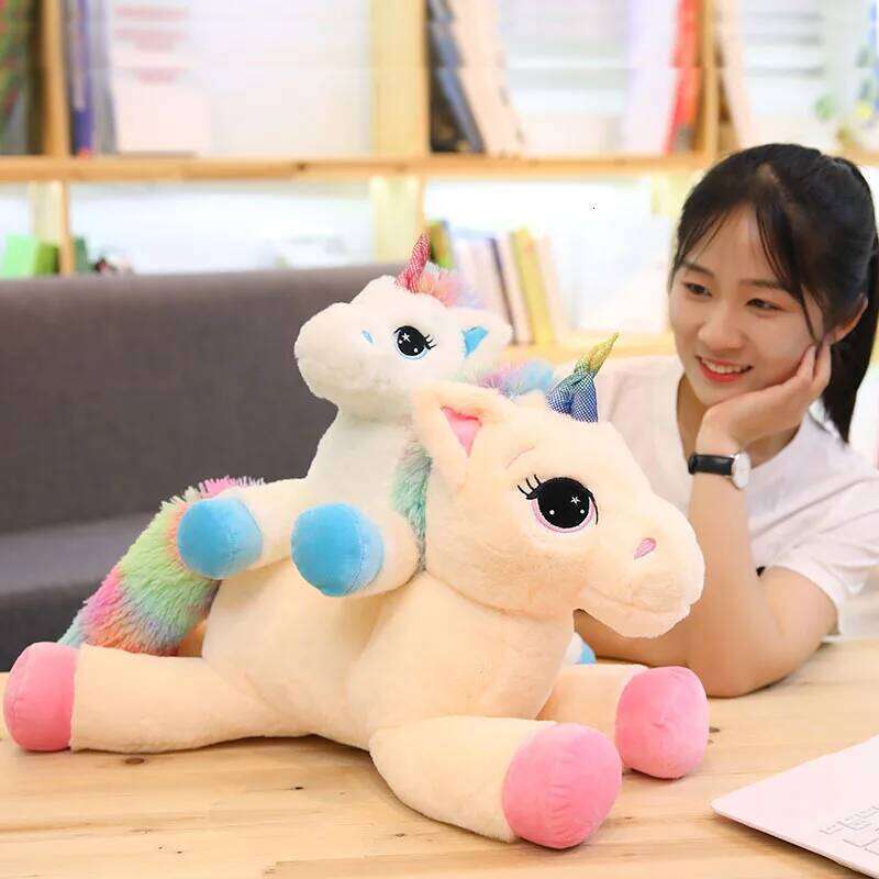 1pc 40cm/15.74in Lying Unicorn Doll Lucky Star Little Pegasus Plush Toy Hug Rainbow Horse Birthday Gift R260908 - view 3