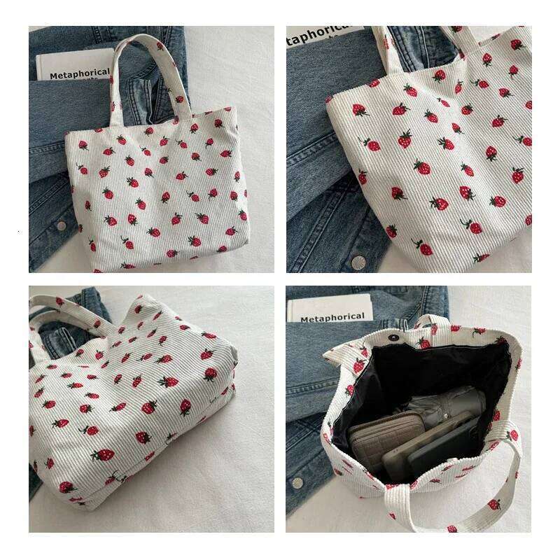 Artistic Cute Underarm Strawberry-print Shoulder Bag with Large Capacity Suitable Work School Commuting Various Occasions. XJ260306