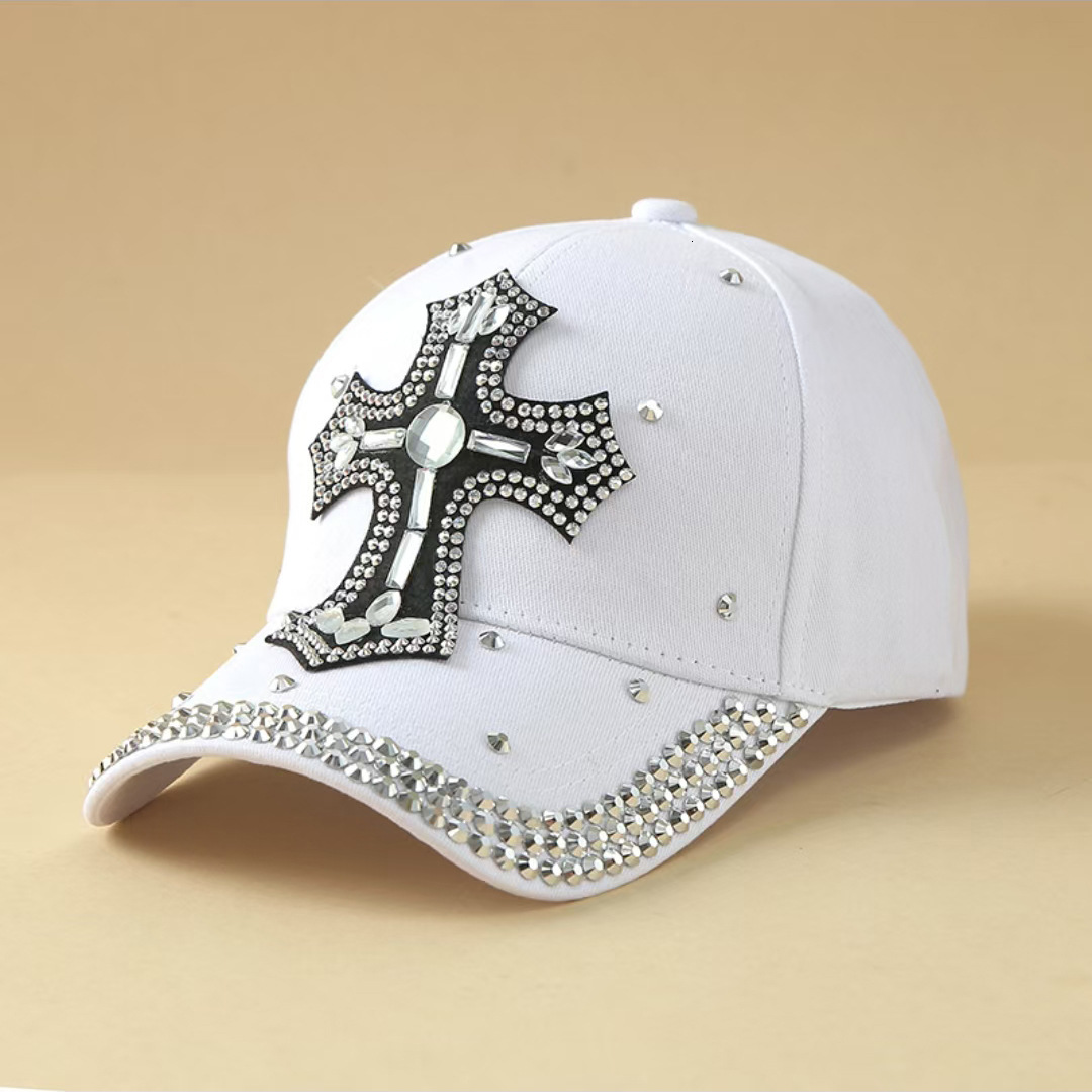 2026 New Designer Luxury Brand Diamond-encrusted Cross Baseball Cap Made Of Pure Cotton With Curved Brim For Sun Protection Women's Beanie Hat Wi