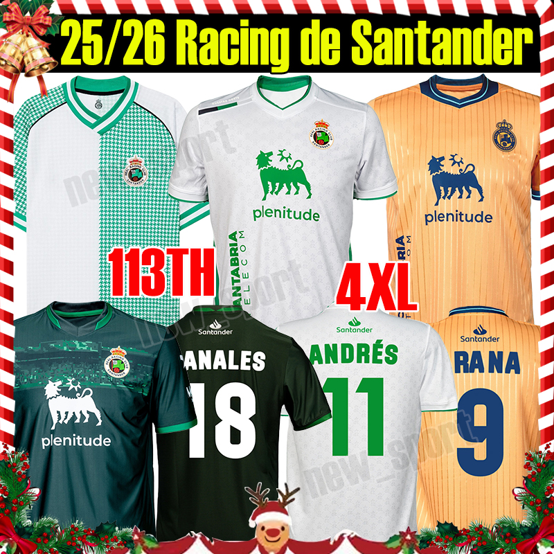 4XL 25/26 Racing de Santander Soccer Jerseys 113TH Anniversary Fans Version Men Uniforms Football Shirts