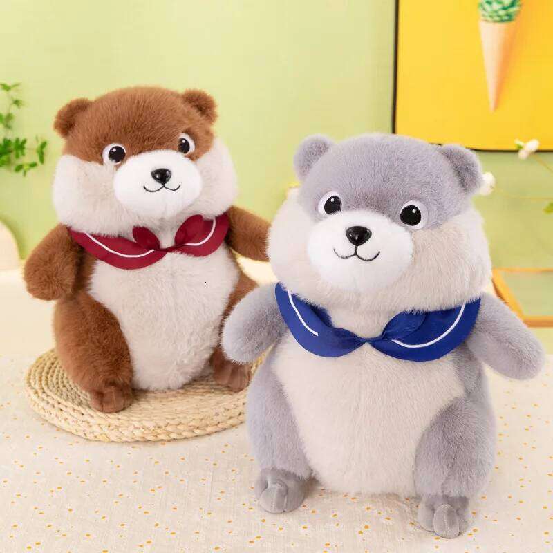 1PC 24cm/9.44in Cute scarf, groundhog, plush toy, claw machine doll, children's sleeping pillow, navy rat R260908 - view 6