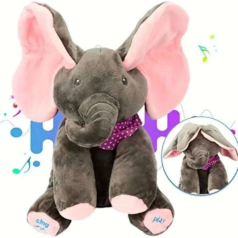 2025** New Elephant Plush Baby Hide-and-seek Game Toy Singing Interactive Musical Toys Gifts R260908 - view 3