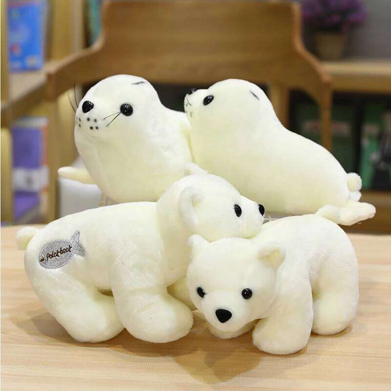 24/28cm World Animal White Sea Lion Seals Plush Doll Cute Cartoon Polar Bear Panda Stuffed Toy For Children Kids Girls R260908 - view 6