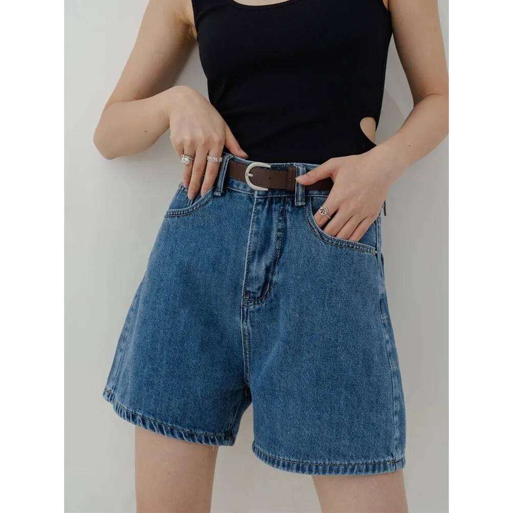 ZHISILAO Casual High Waist Denim Women Pocket Basic Wide Leg A-line Jeans Shorts Femme Summer 2022 XJ260306