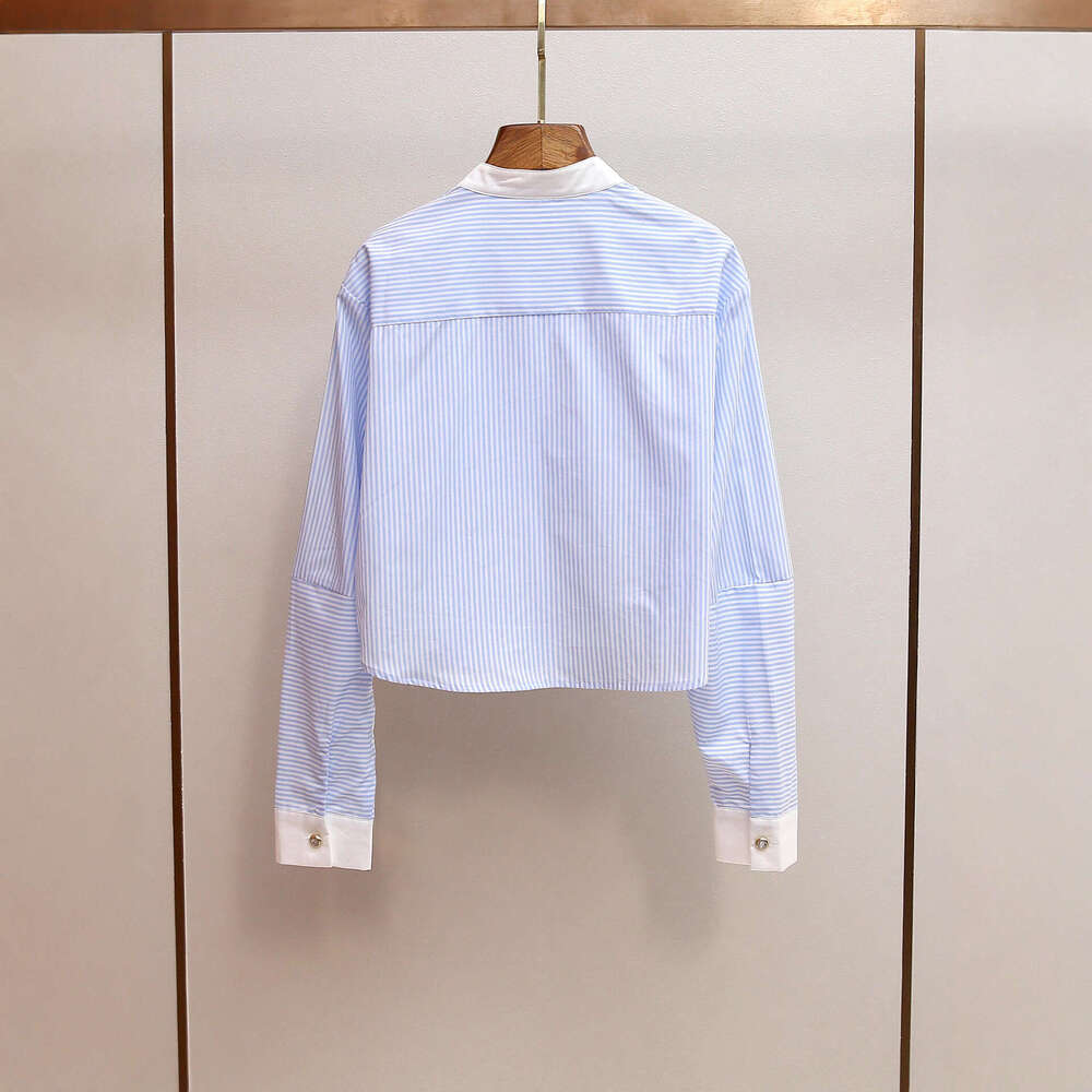 2026 designer high-end women's clothing autumn new item Korean style age reducing color block round neck long sleeved cardigan striped top