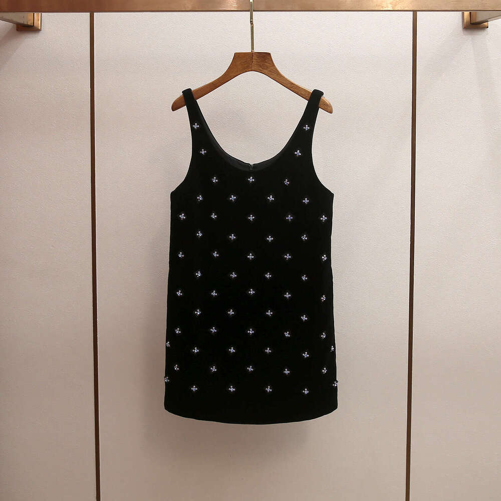 2026 designer high-end women's clothing spring and summer new elegant social style A12 heavy bead straight belt dress