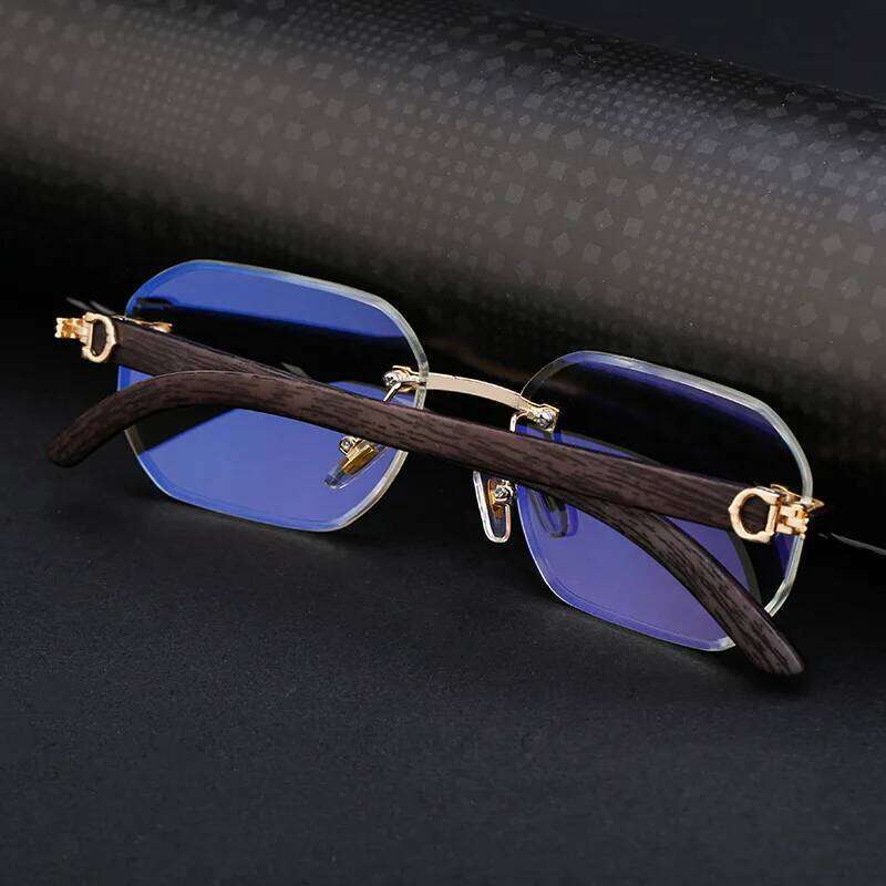 Vintage Square Rimless Sunglasses Men 2025 Luxury Brand Trendy Frameless Punk UV400 Eyewear Anti Blue Light Prescription Glasses Z260306
