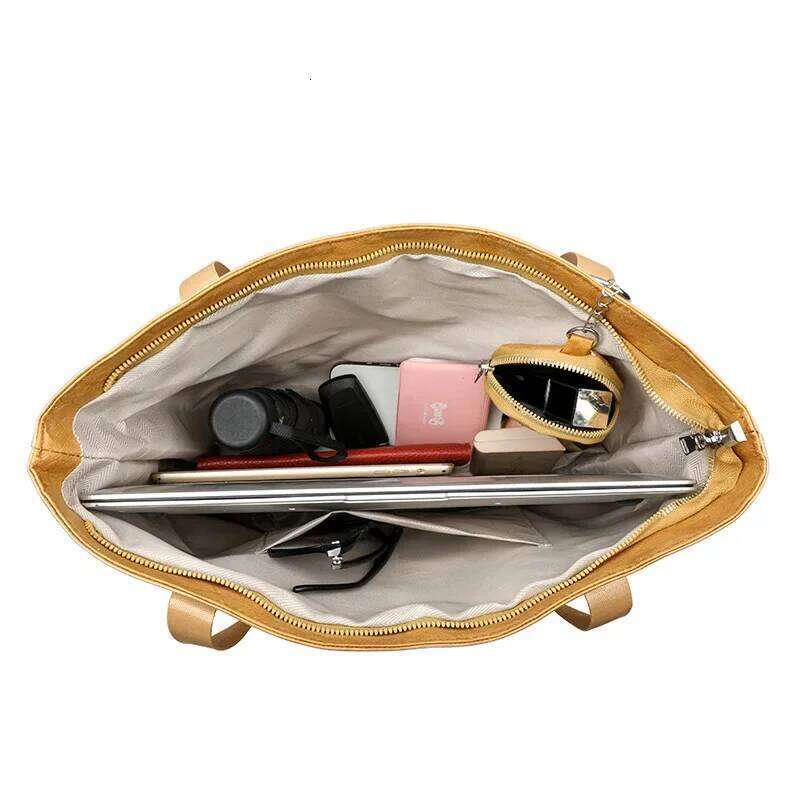 PVC Kraft Paper Tote Bag with Matching Purse,Large Capacity Hobo Shoulder Bag,Women Casual Shopping Letters Top Handle Handbag XJ260306