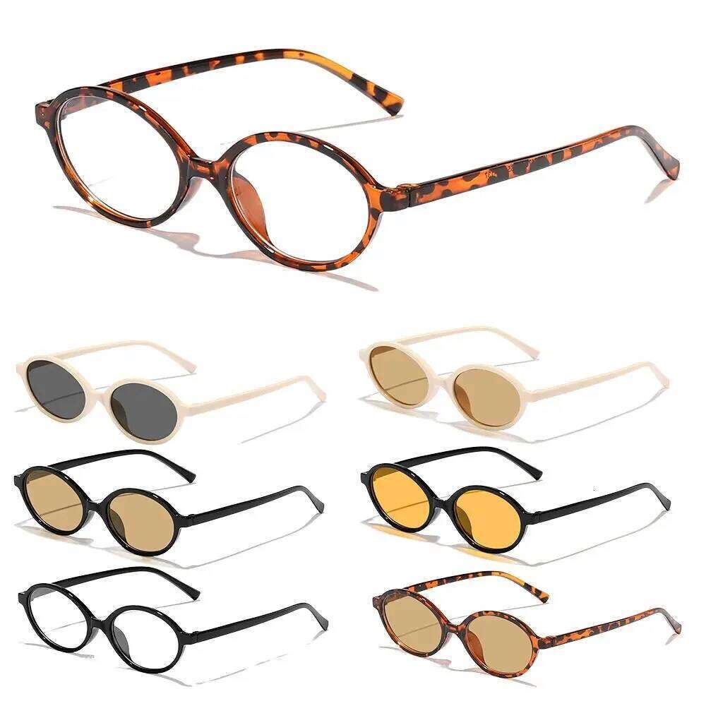 Fashion Frame Small Round Plastics UV400 Protection Eyeglasses Travel Oval Sunglasses for Men Women Z260306