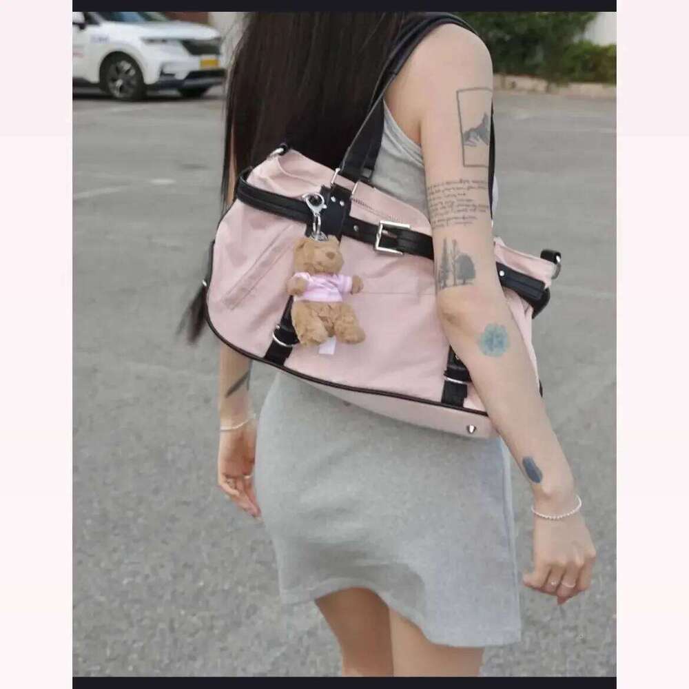 Y2k Large Capacity Pink Travel Crossbody Women Versatile Leopard Print Shoulder Bag New Trend Sports Gym Handbag XJ260306